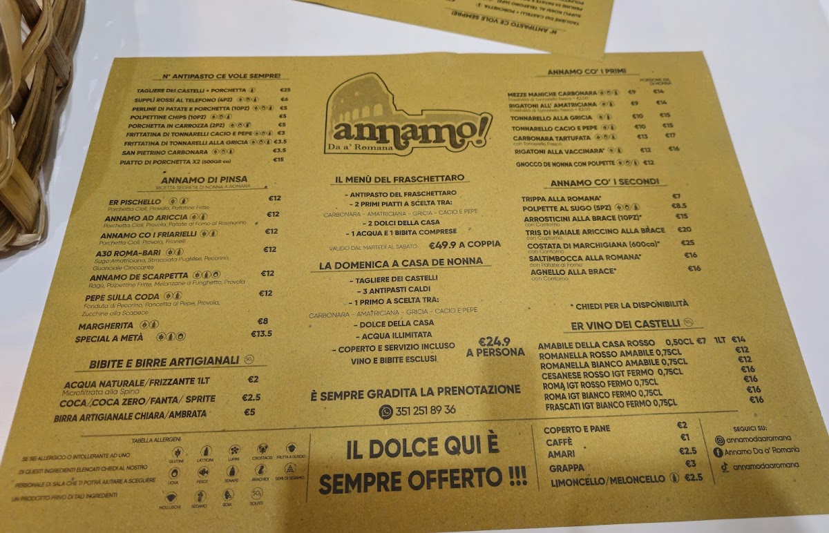 Menu Fraschetteria Annamo Da A' Romana-2