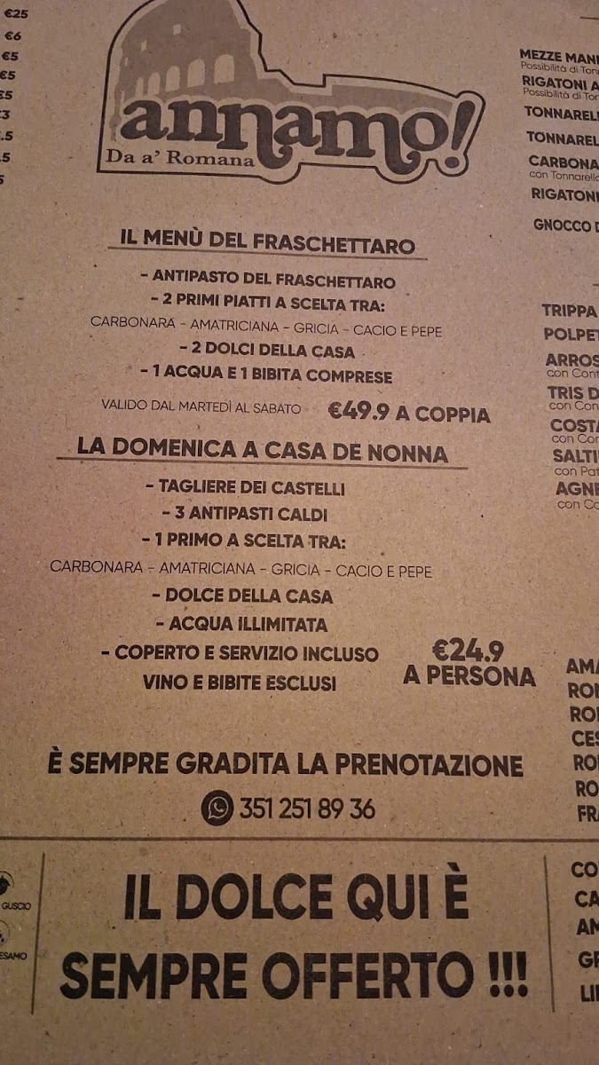 Menu Fraschetteria Annamo Da A' Romana-3