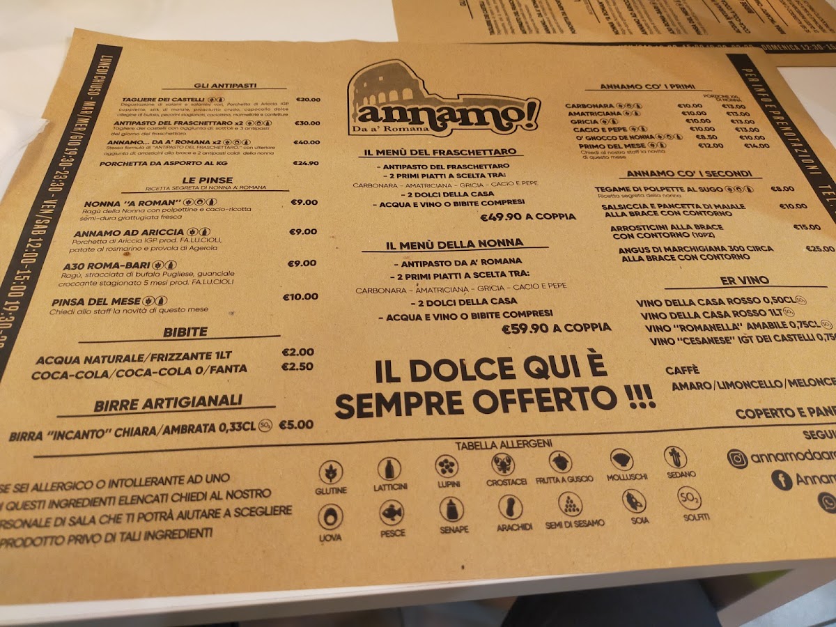 Menu Fraschetteria Annamo Da A' Romana-5