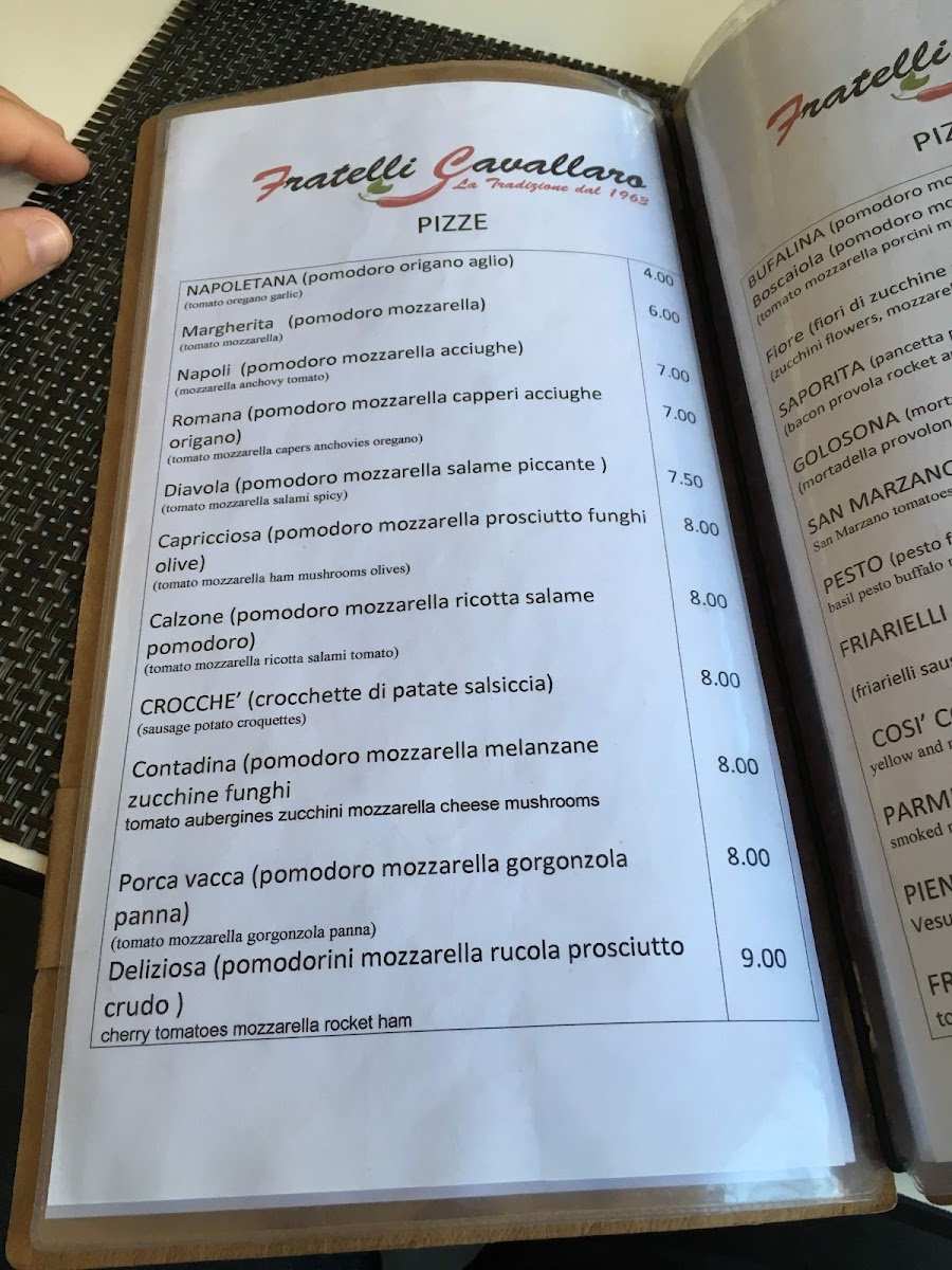 Menu Fratelli Cavallaro Pizzeria & Trattoria Napoletana-6