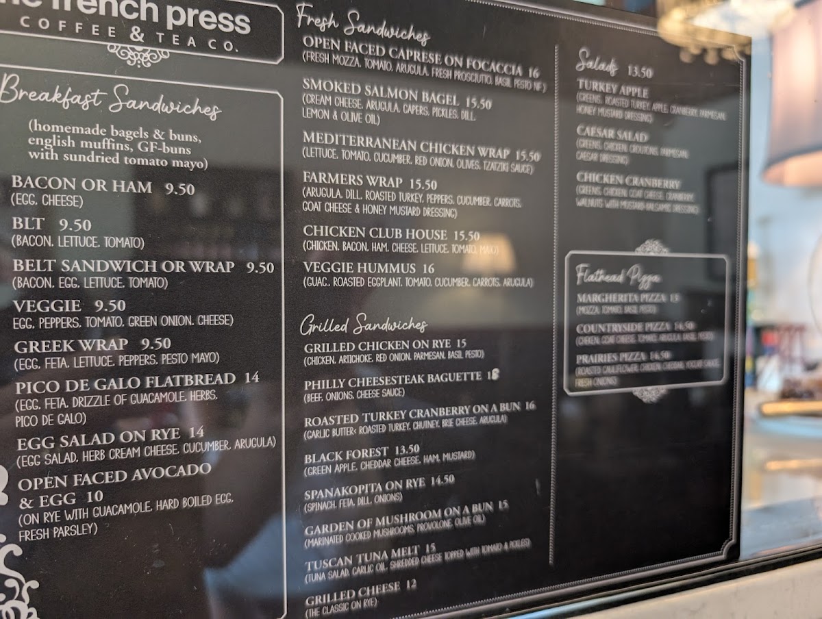 Menu French Press Coffee And Tea Co.-1