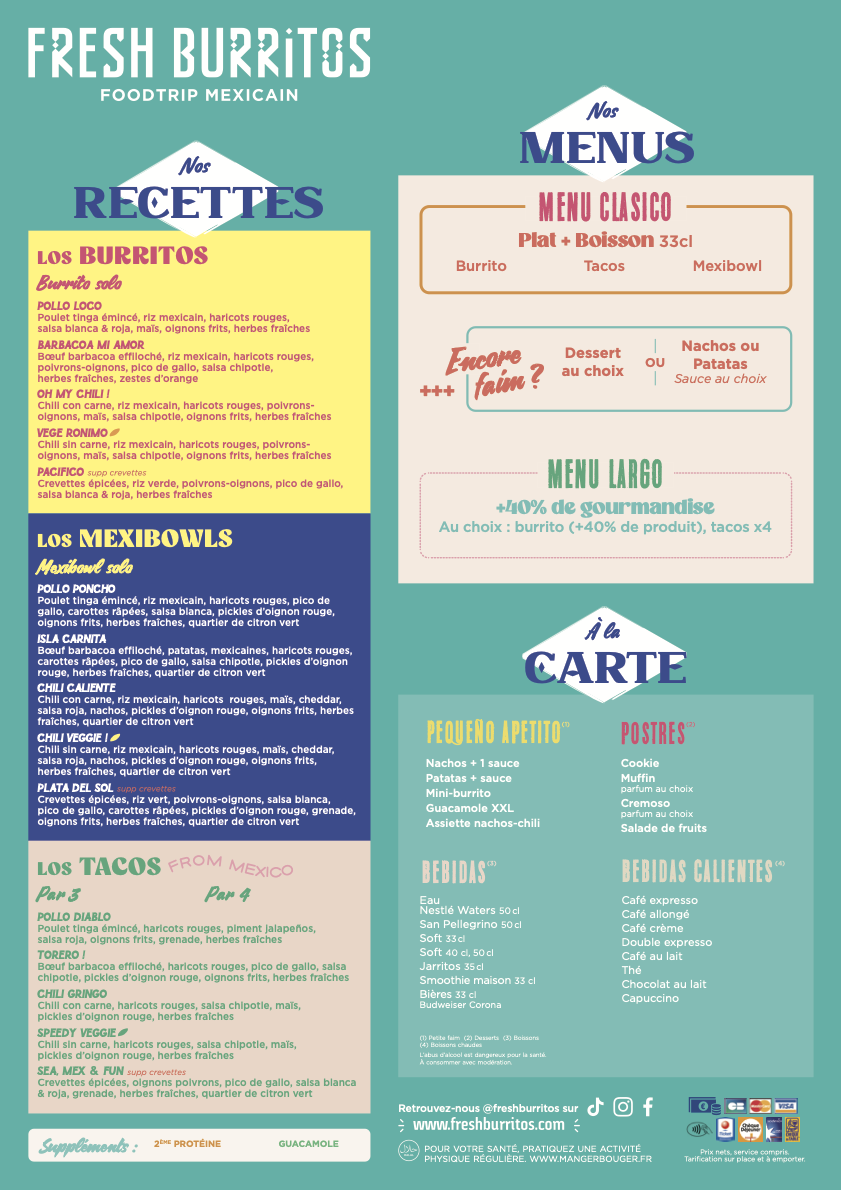 Menu Fresh Burritos Foodtrip Mexicain Atlantis-1