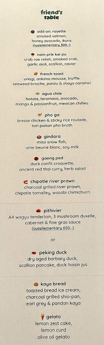Menu Friend's Table (Reservations Required)-1