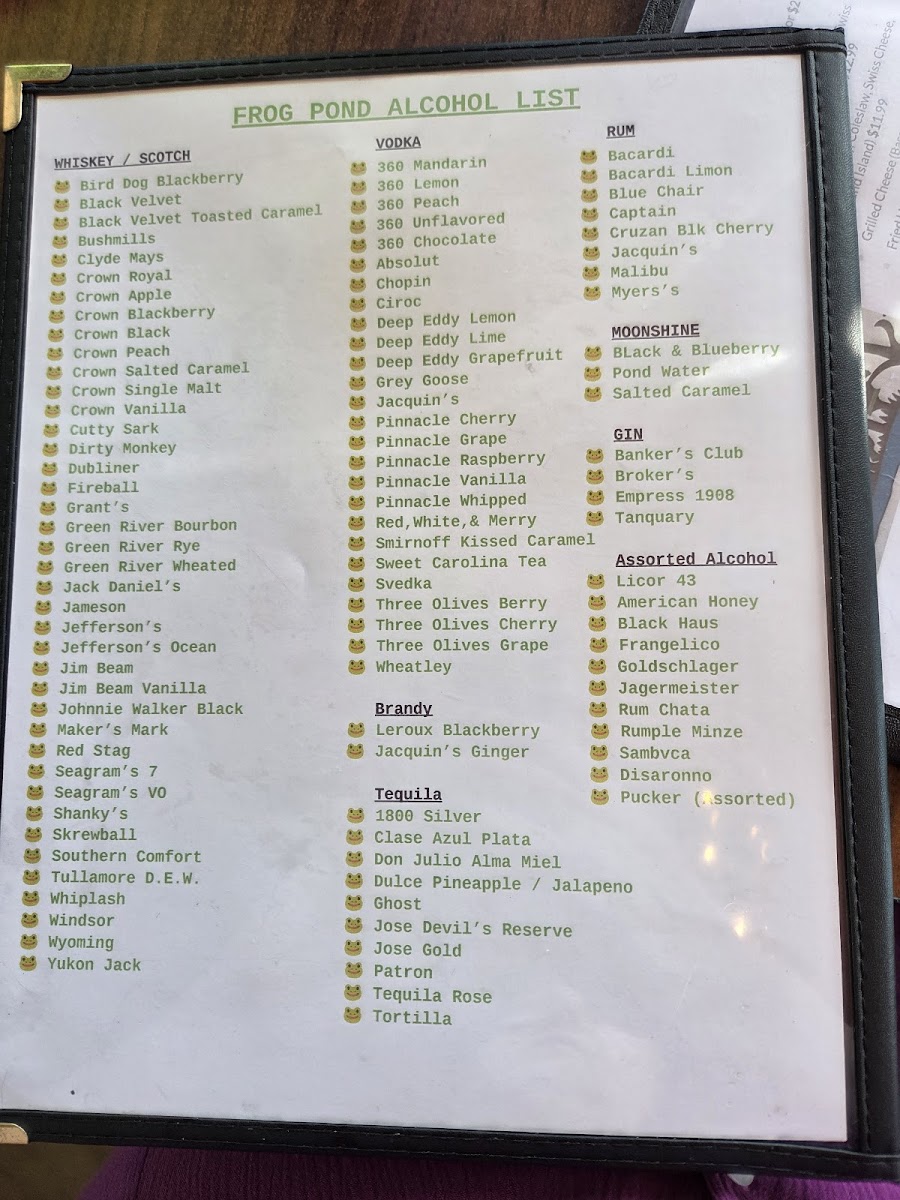 Menu Frog Pond Restaurant-5