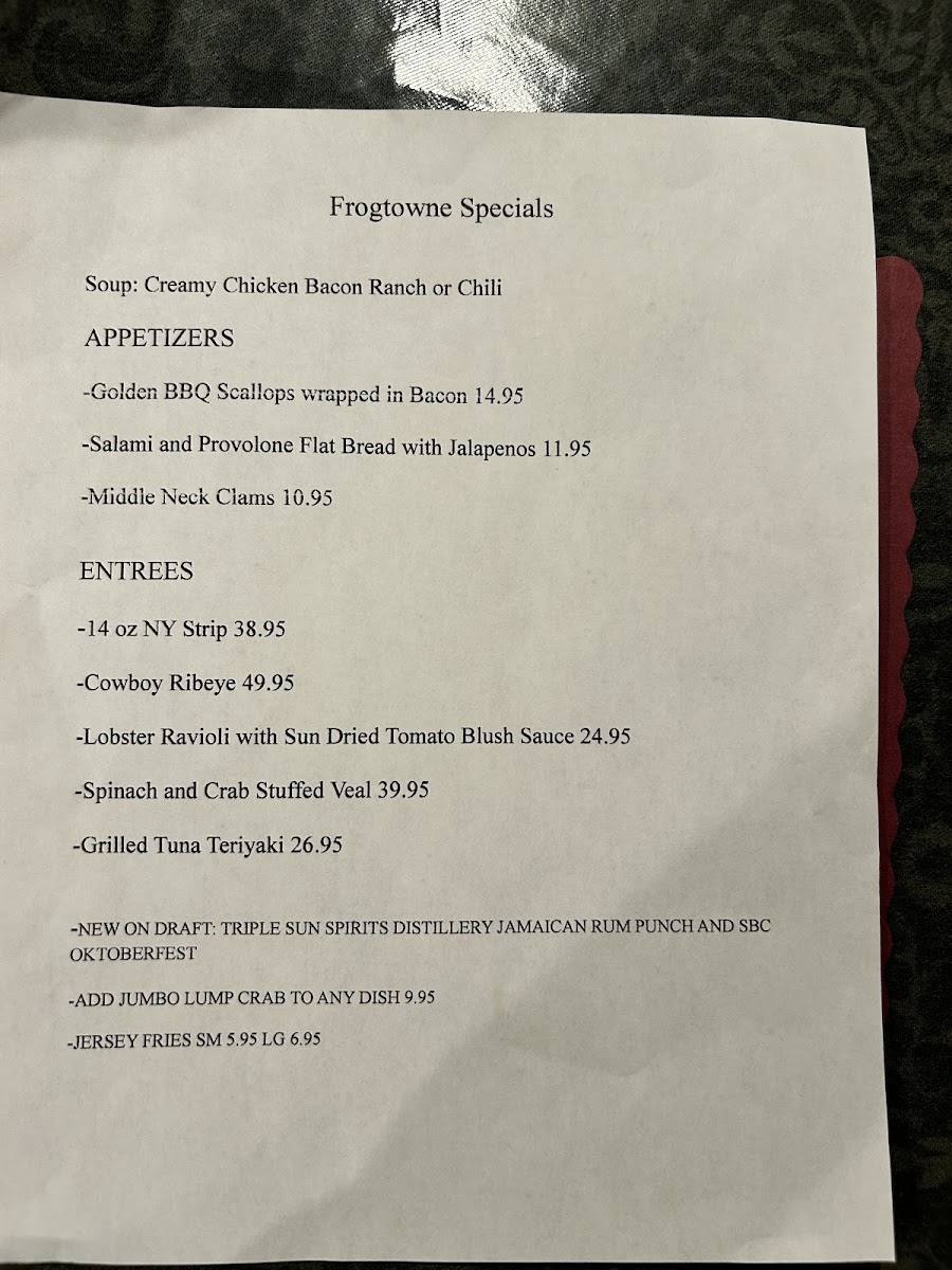 Menu Frogtowne Grille-1