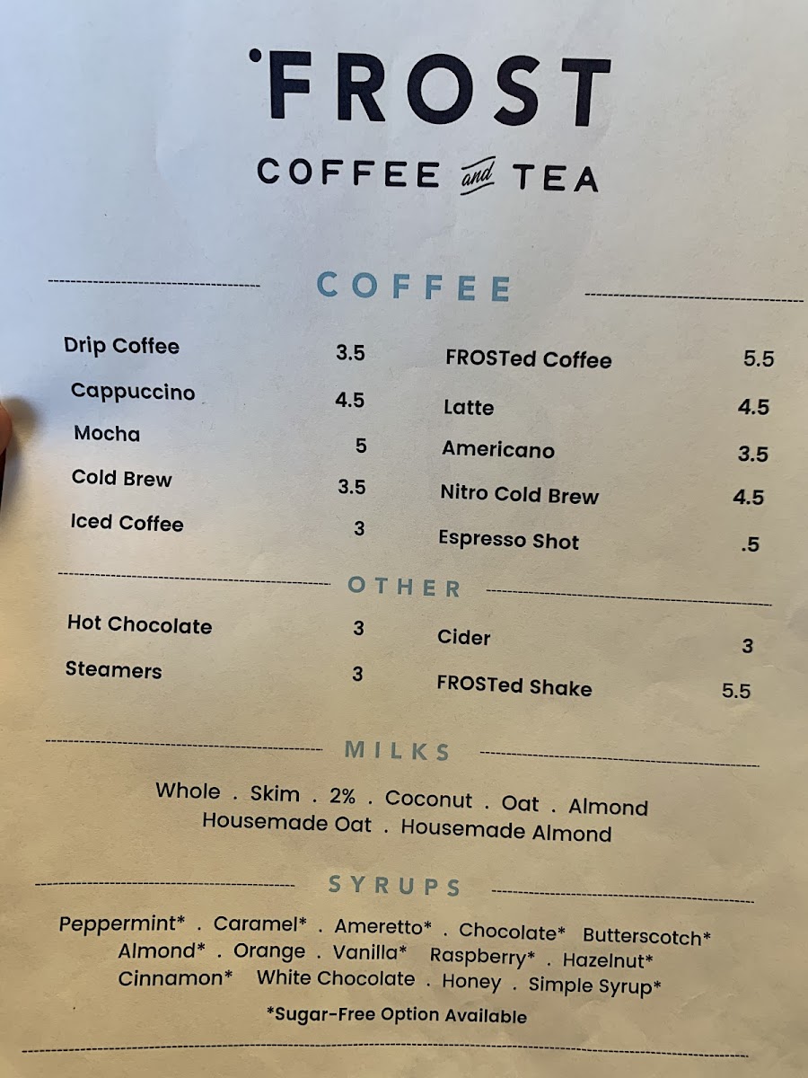 Menu Frost Coffee And Tea-1