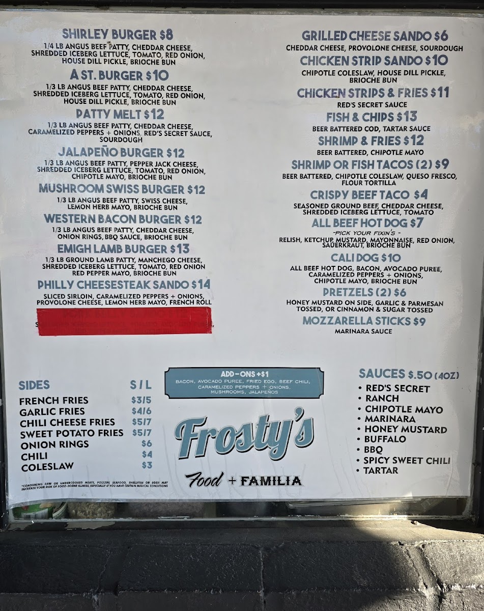 Menu Frosty's-1