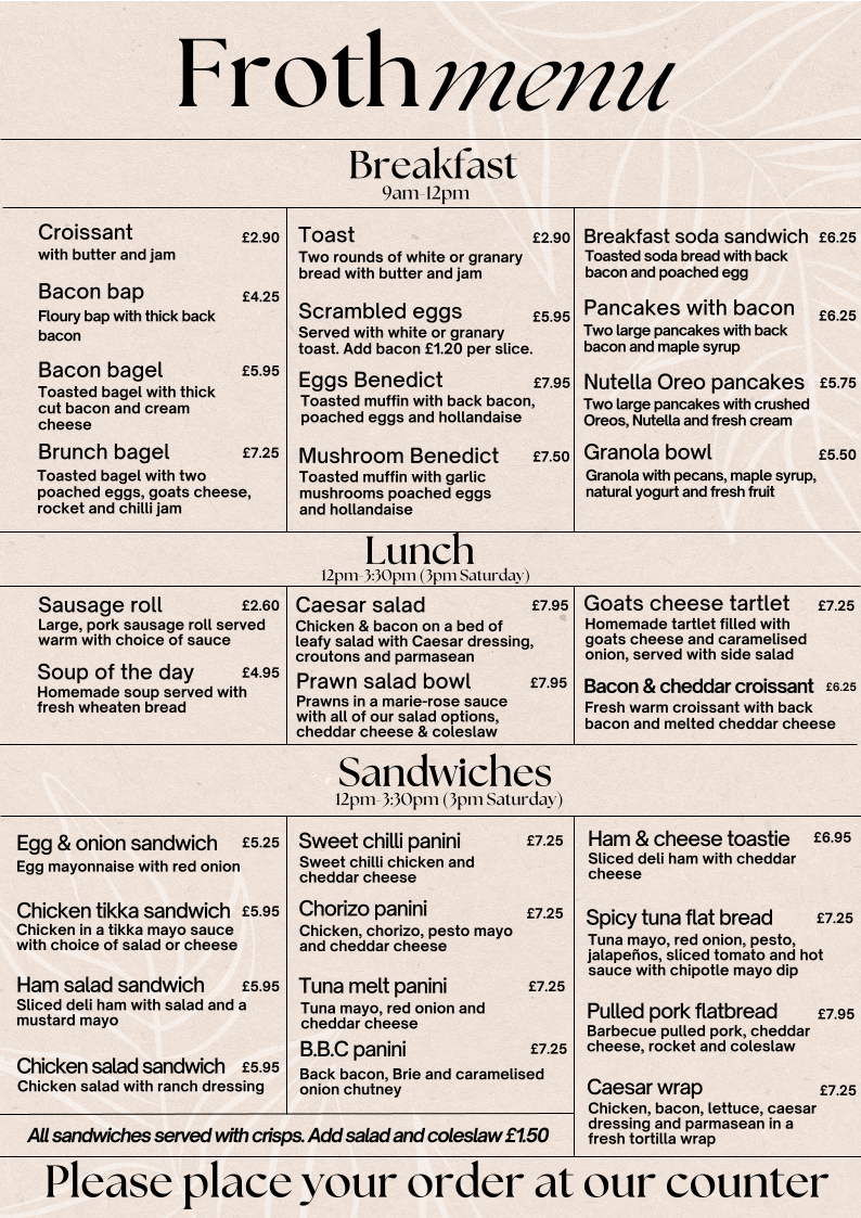 Menu Froth-2
