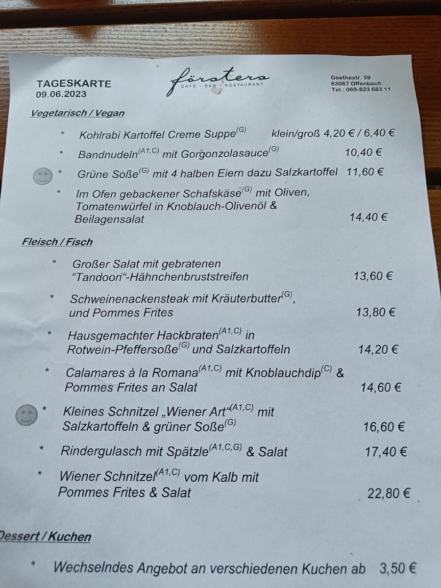 Menu Försters - Offenbach Am Main-1
