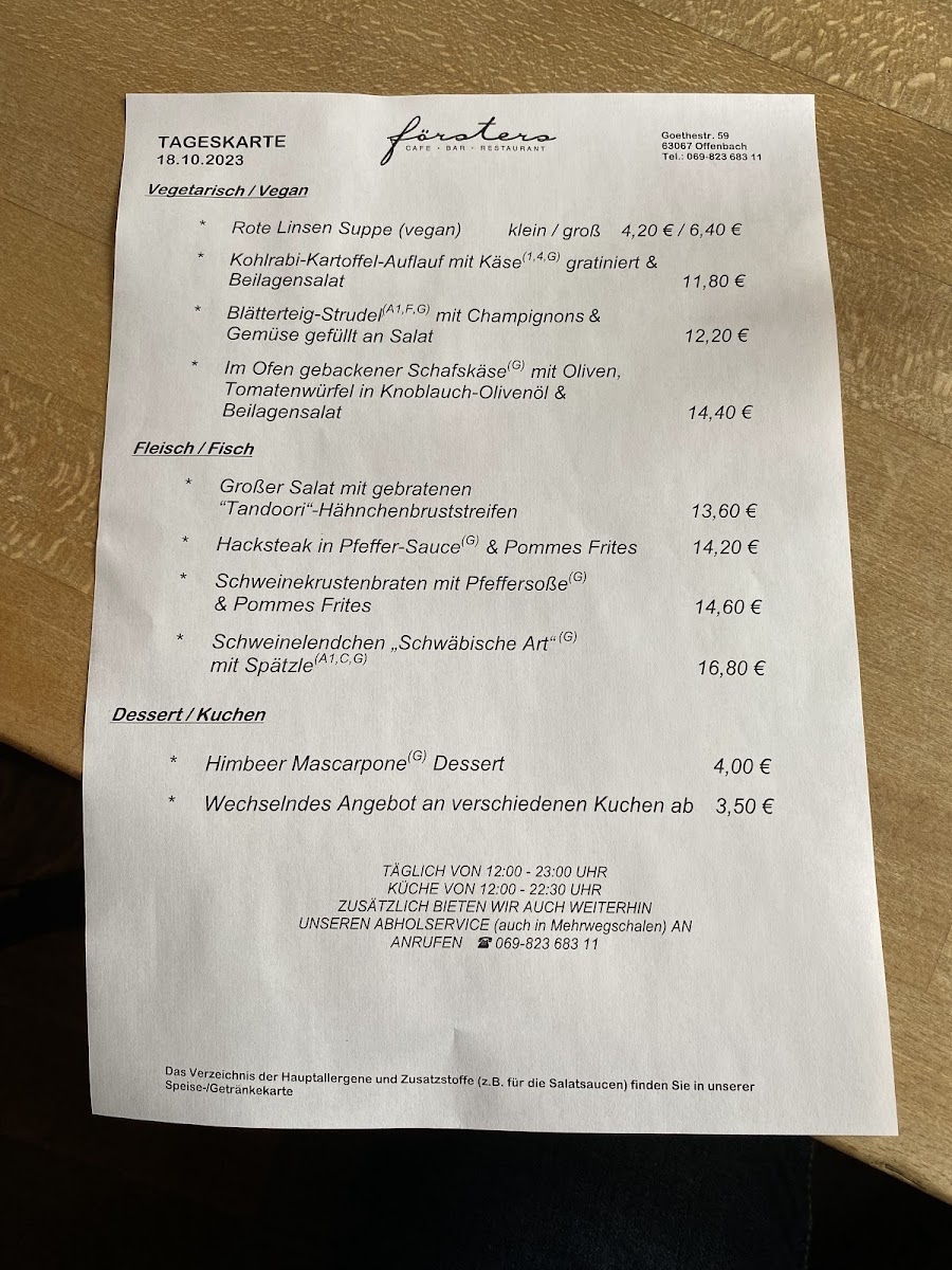 Menu Försters - Offenbach Am Main-2