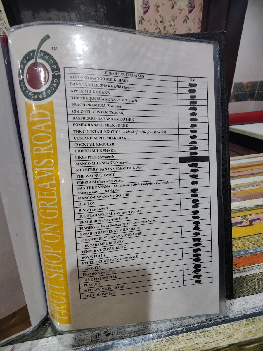 Menu Fruit Shop On Greams Road, Anna Nagar-1