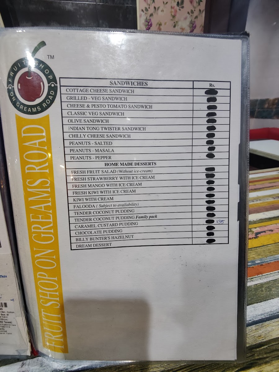 Menu Fruit Shop On Greams Road, Anna Nagar-4