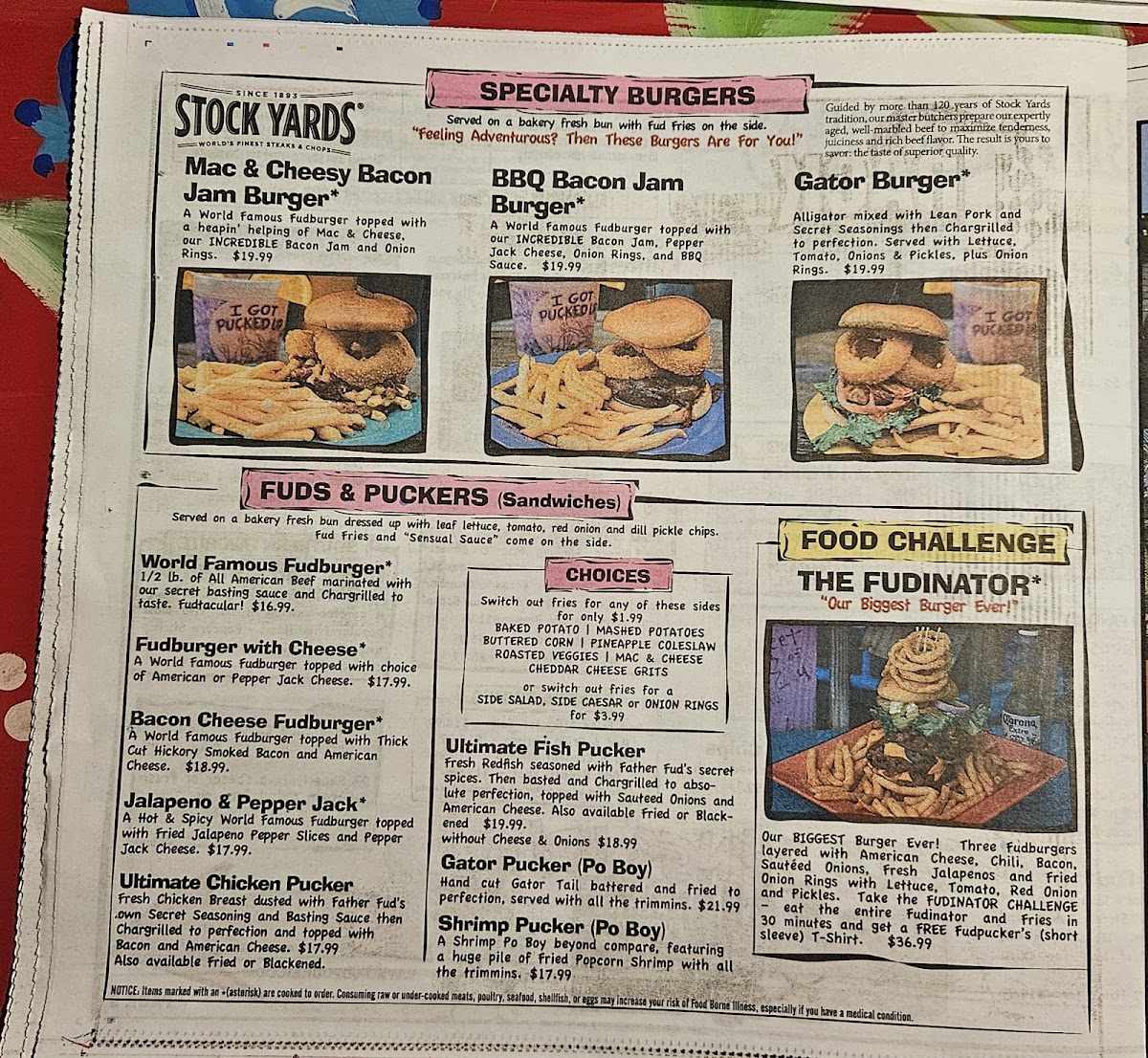 Menu Fudpucker's Beachside Bar & Grill-1