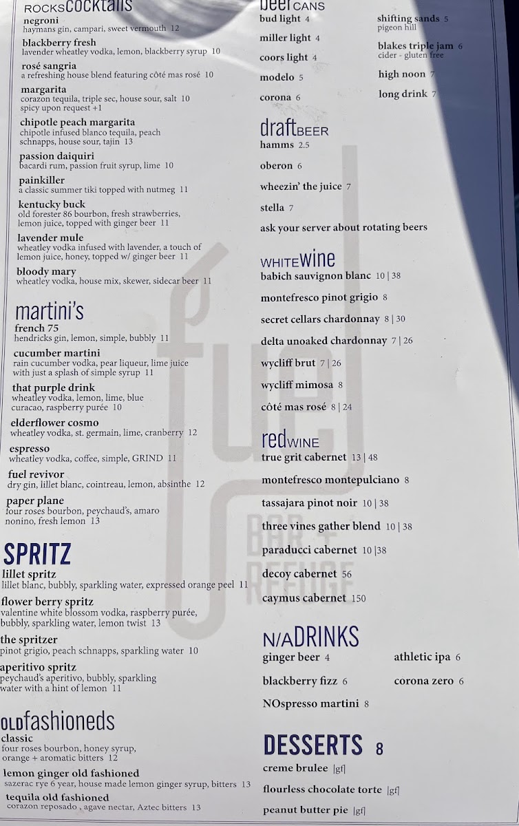 Menu Fuel Bar + Refuge-4