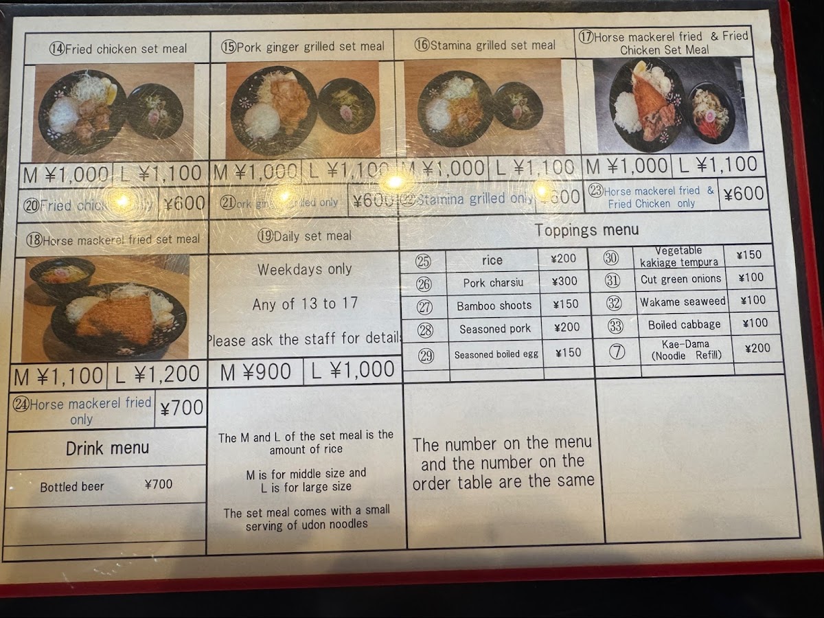 Menu Fujisan Shokudou-1