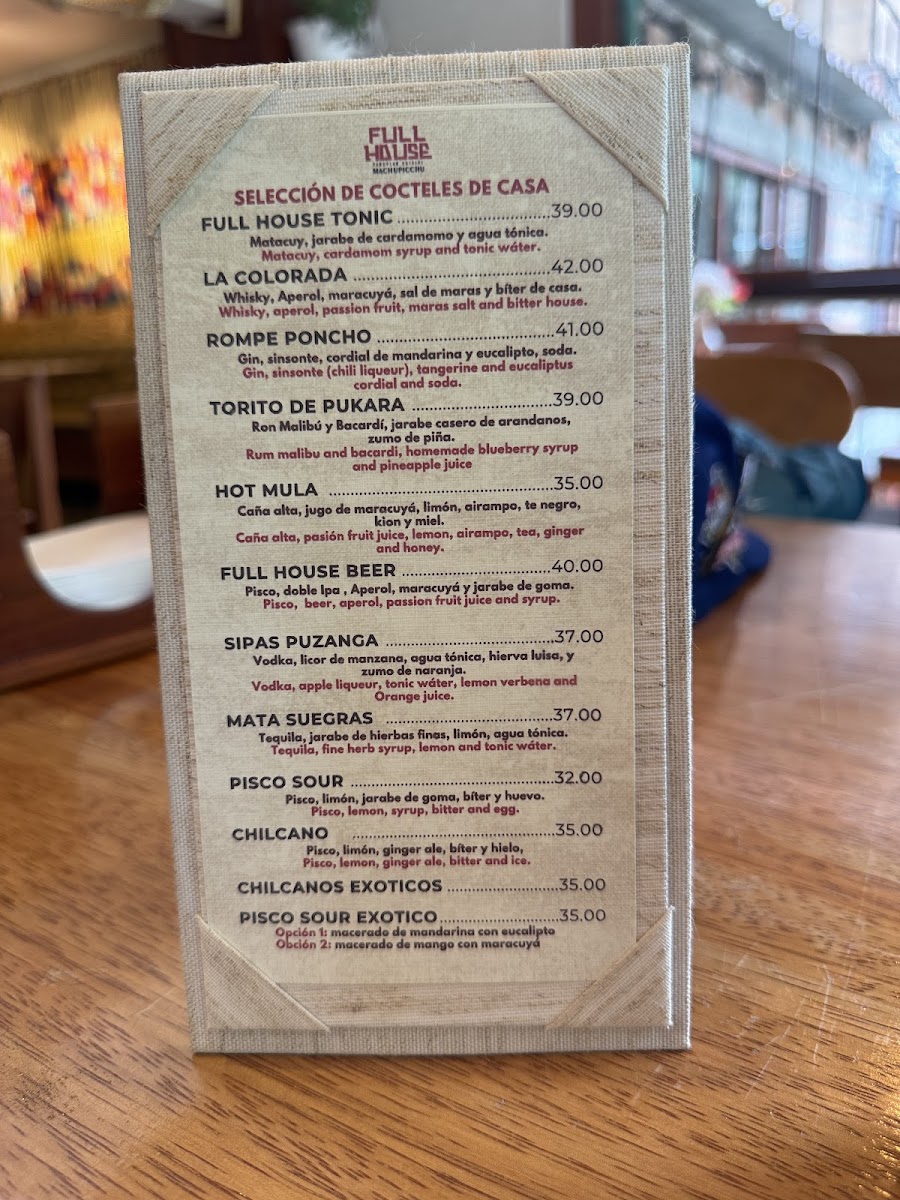 Menu Full House Machupicchu Restaurant-1