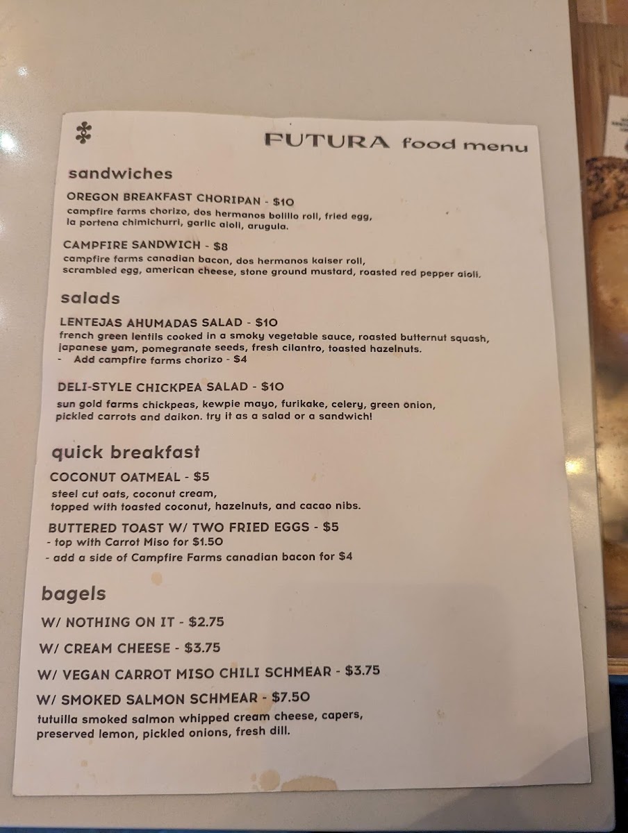 Menu Futura Coffee Roasters - Glisan St-5
