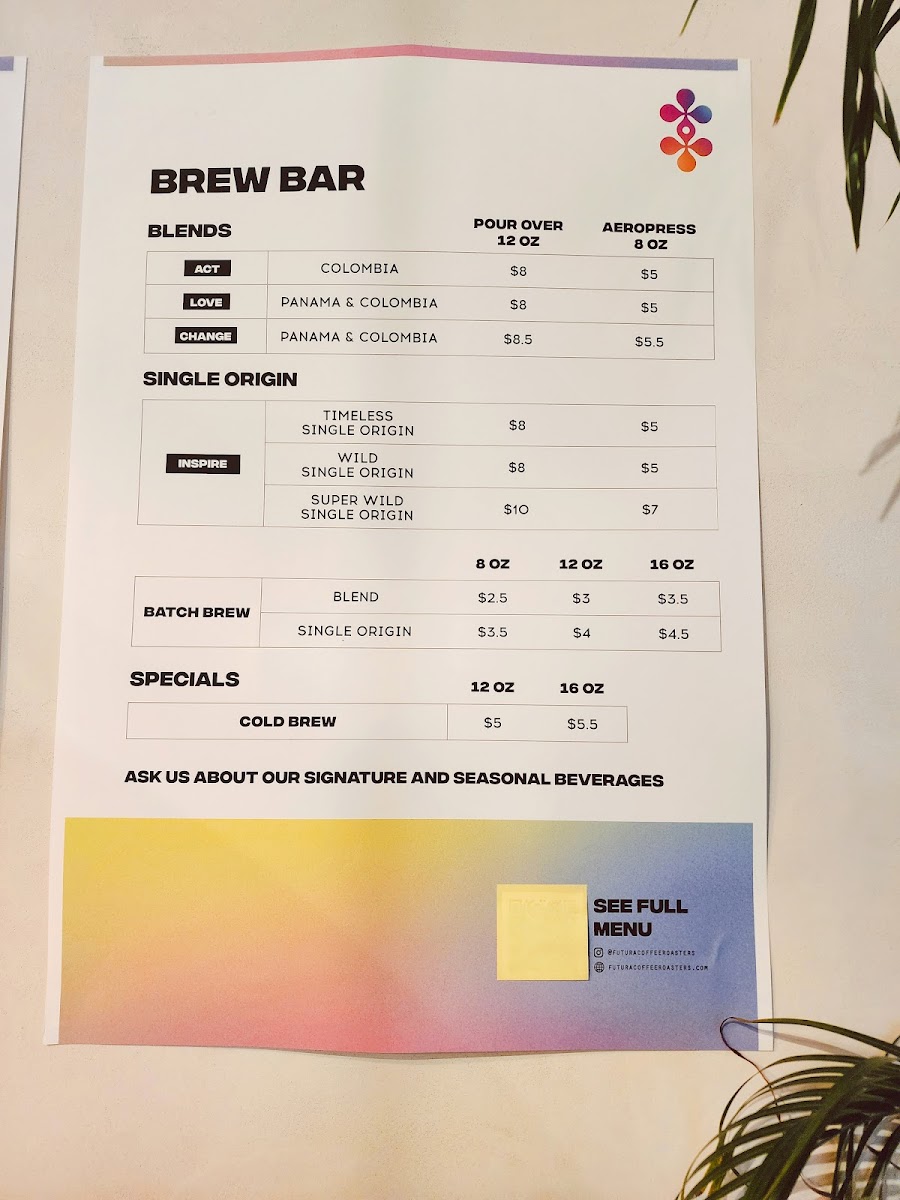 Menu Futura Coffee Roasters - Glisan St-6