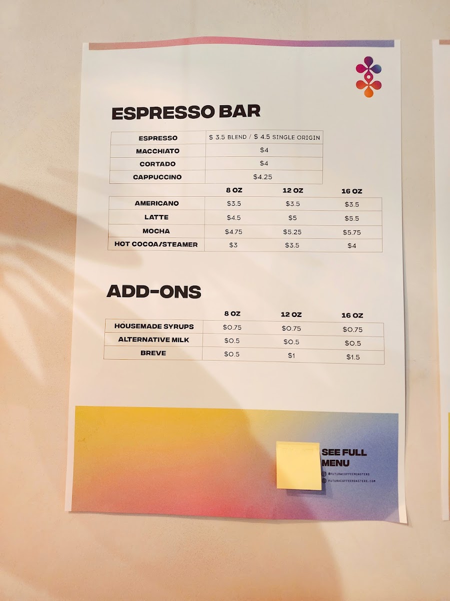 Menu Futura Coffee Roasters - Glisan St-7