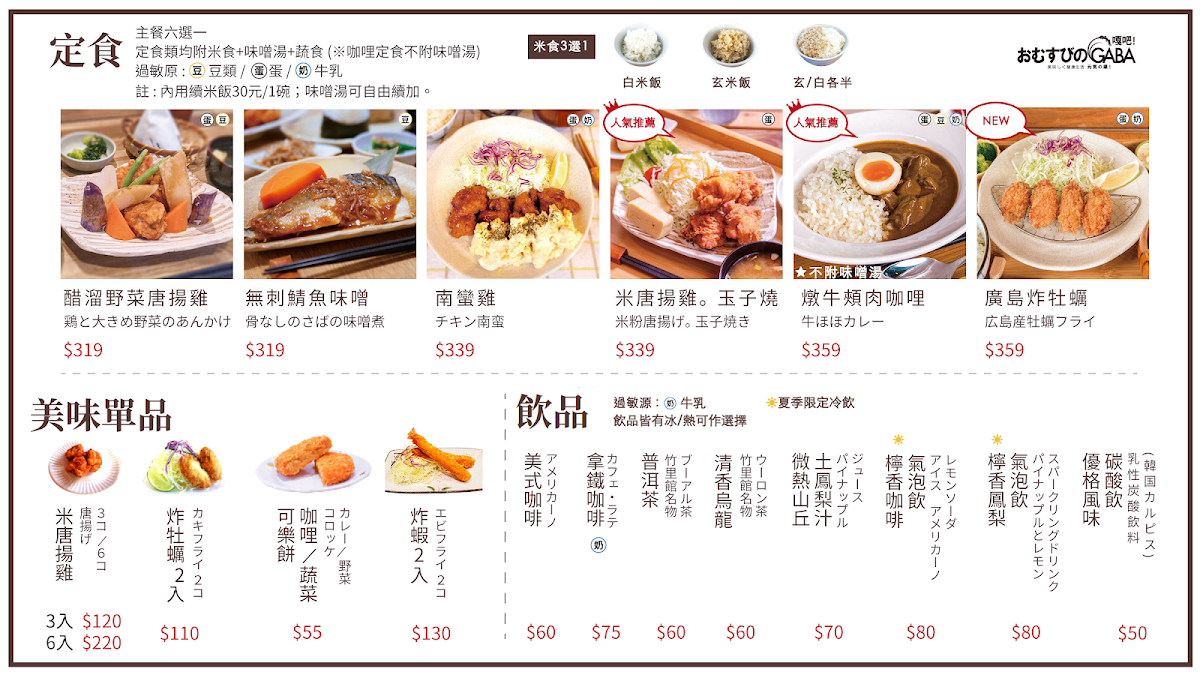 Menu Gaba 元気の源！嘎吧！(Gaba日式飯糰店)-1