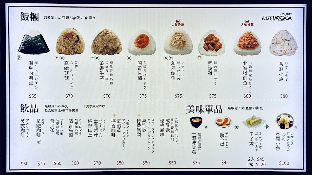 Menu Gaba 元気の源！嘎吧！(Gaba日式飯糰店)-4