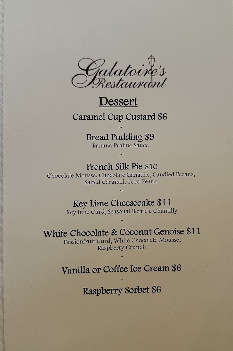 Menu Galatoire's-1