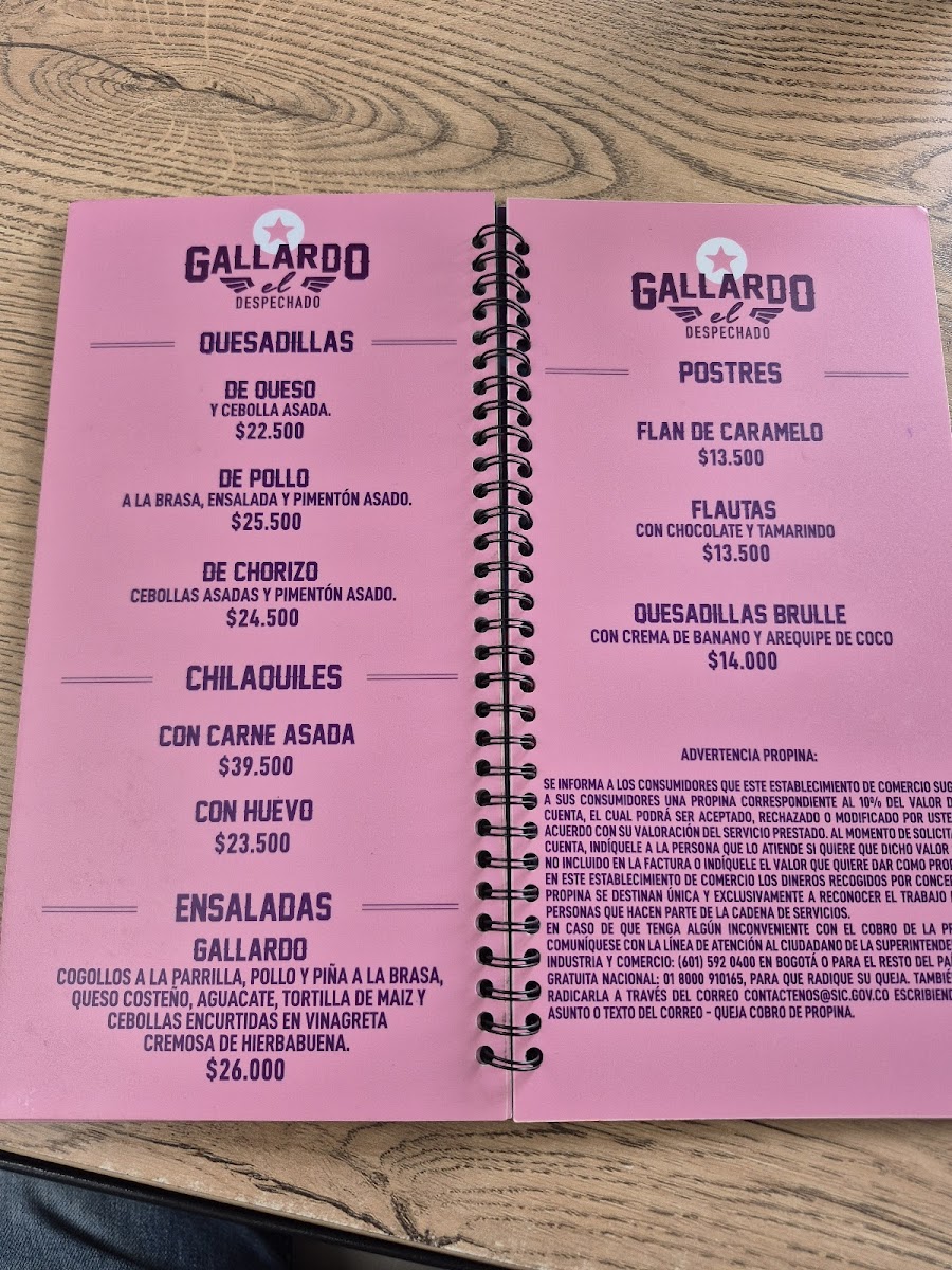 Menu Gallardo El Despechado-1