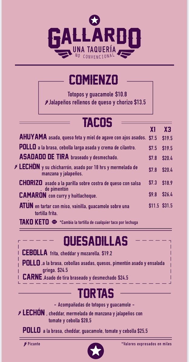 Menu Gallardo El Despechado-2