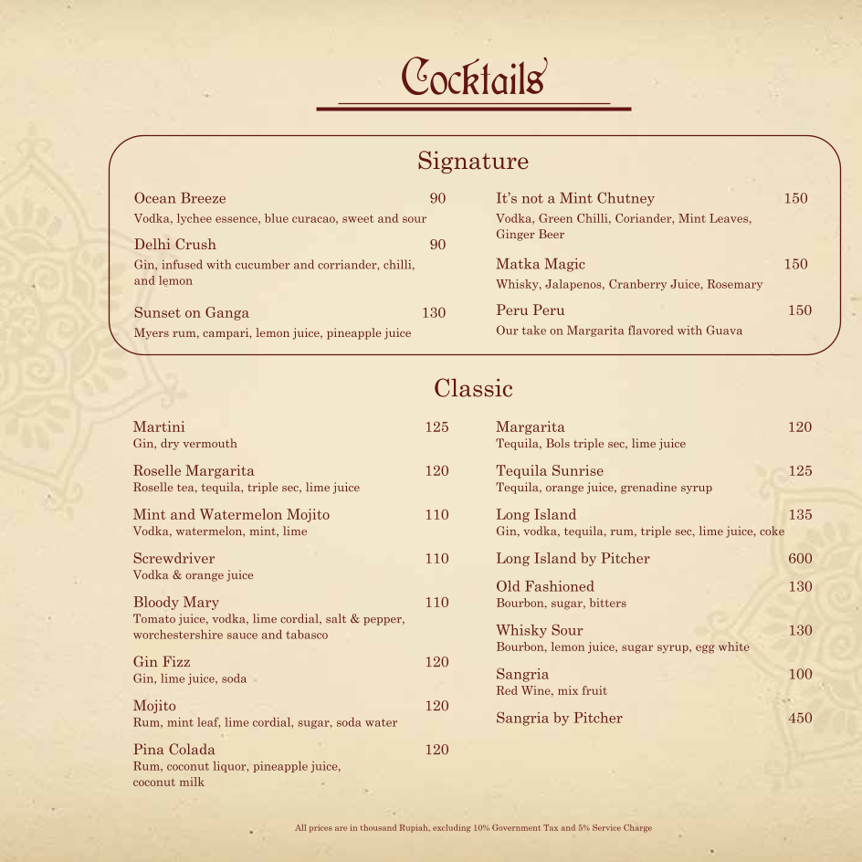 Menu Ganesha Ek Sanskriti Ubud (Traditional Indian Cuisine & Bar)-3