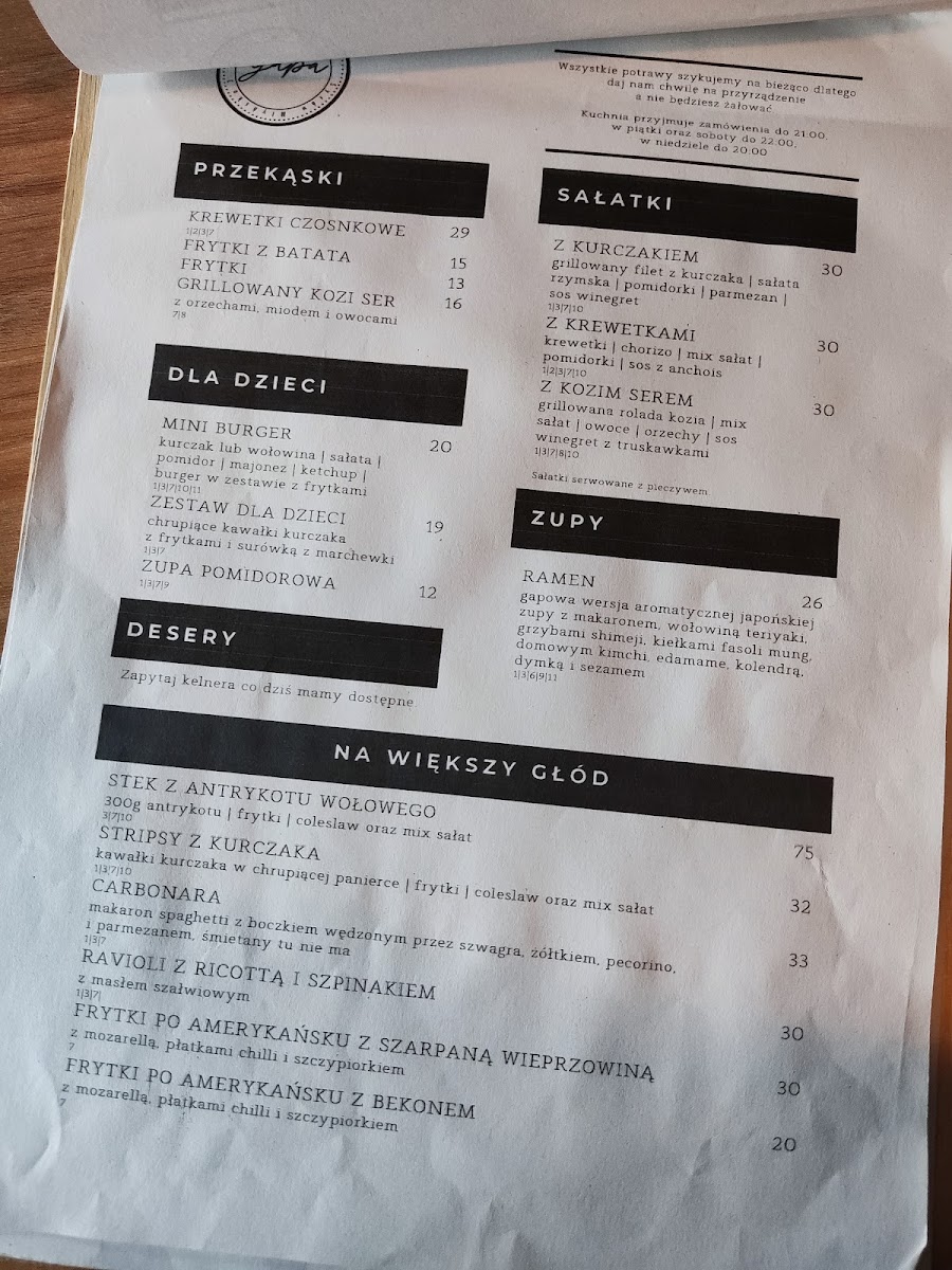 Menu Gapa - Restauracja I Pub-1