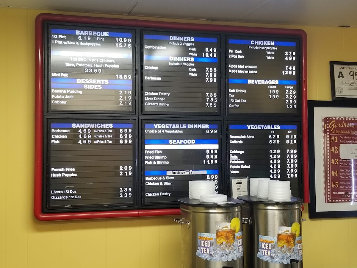 Menu Gardner's Barbecue Buffet 301 Flagship Store-2