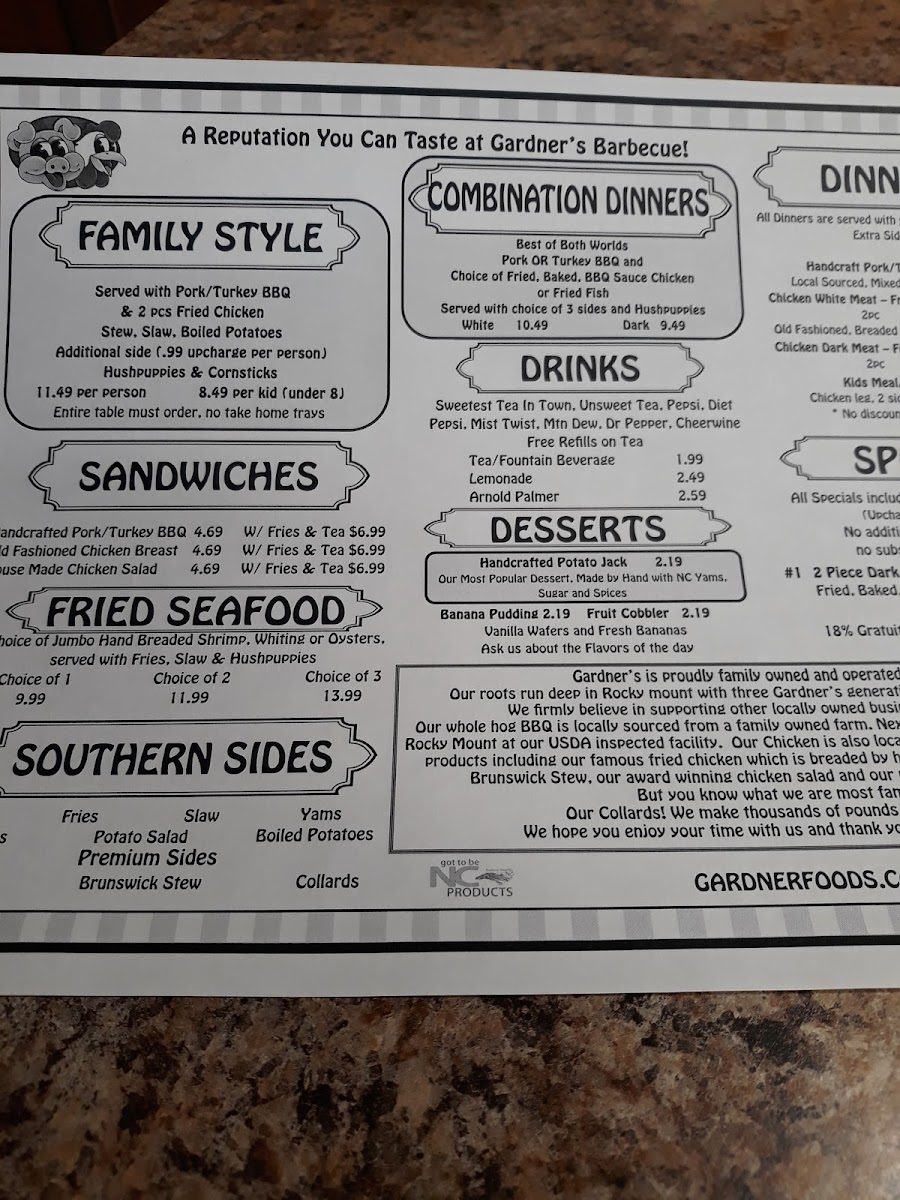 Menu Gardner's Barbecue Buffet 301 Flagship Store-6