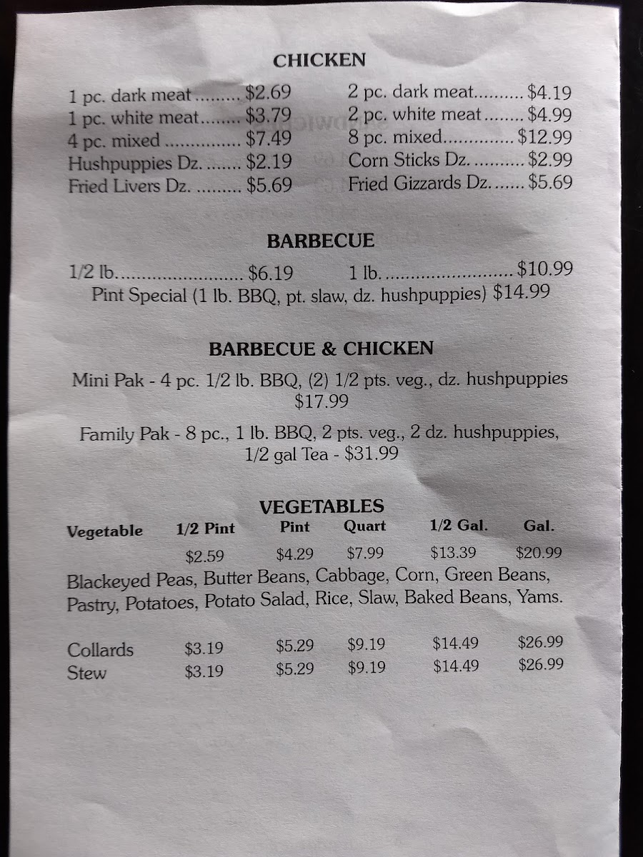 Menu Gardner's Barbecue Buffet 301 Flagship Store-7