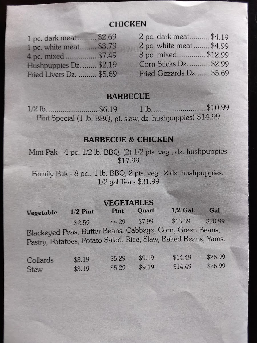 Menu Gardner's Barbecue Buffet 301 Flagship Store-8