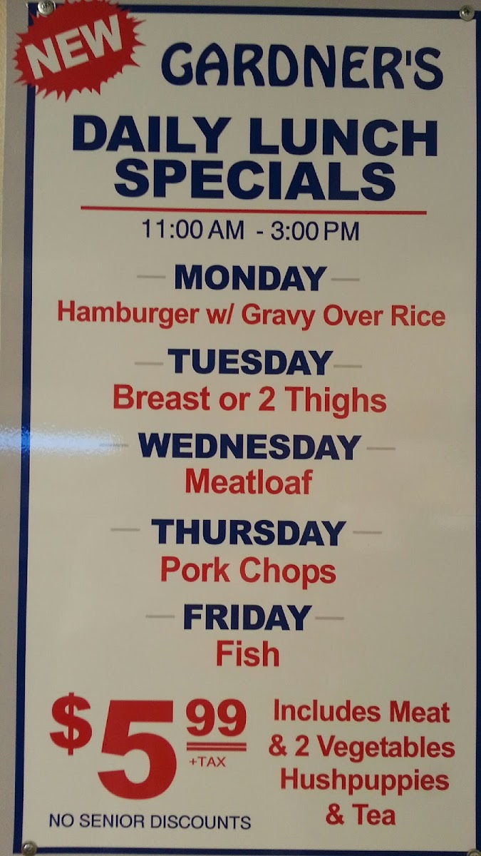 Menu Gardner's Barbecue Fairview Road-1