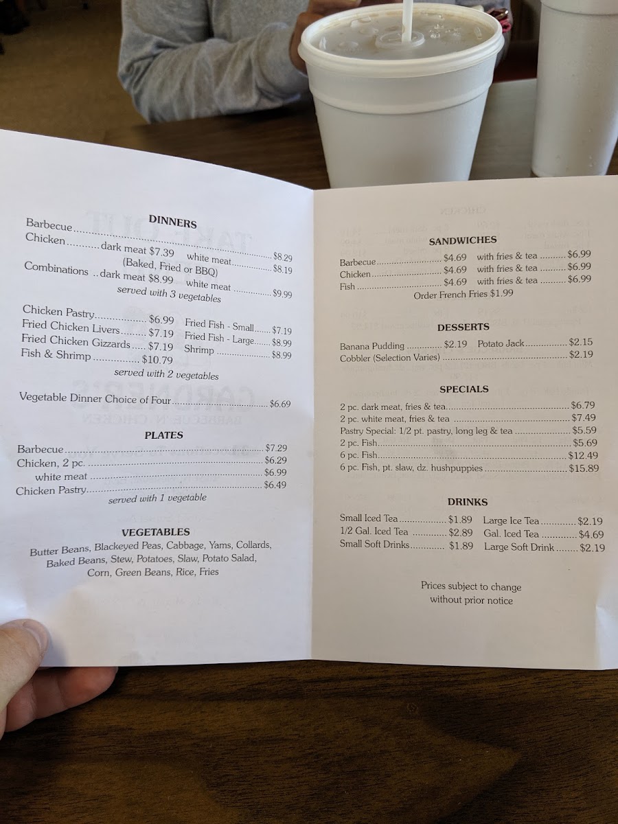Menu Gardner's Barbecue Fairview Road-3