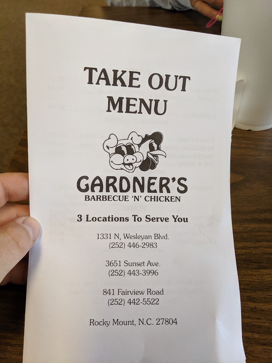 Menu Gardner's Barbecue Fairview Road-9
