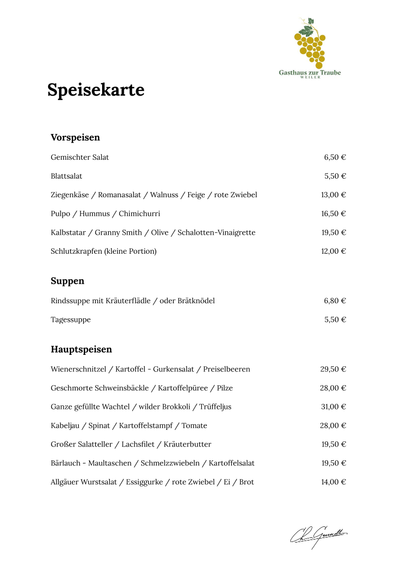 Menu Gasthaus Zur Traube-1