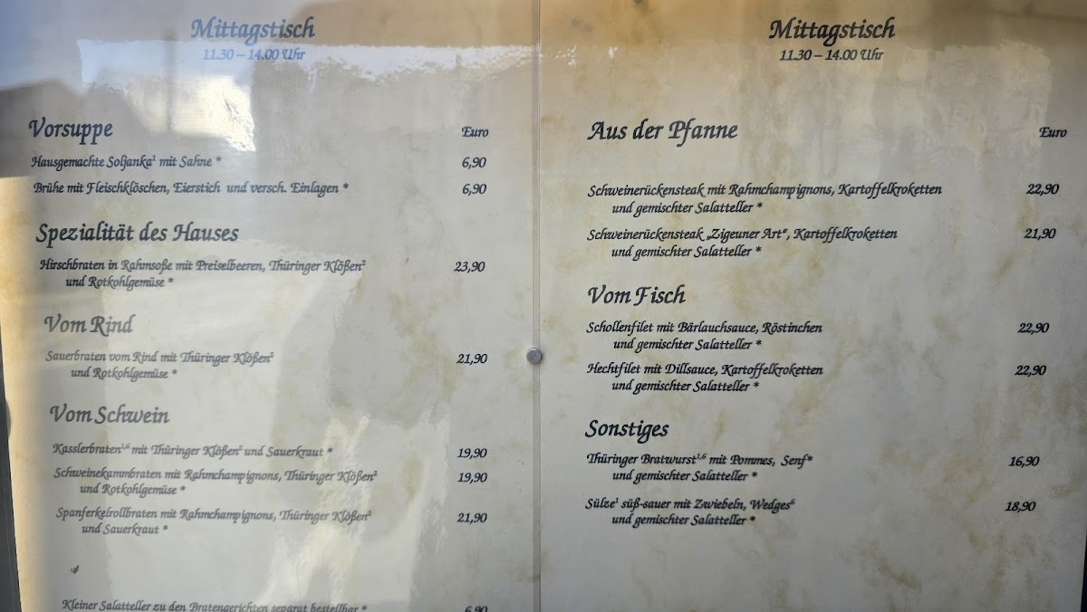 Menu Gaststätte & Café 'zur Biene'-1