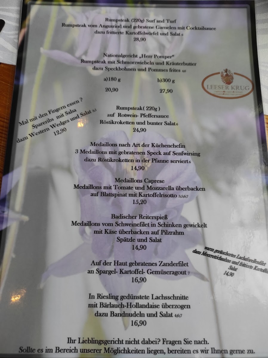 Menu Gaststätte Leeser Krug-10