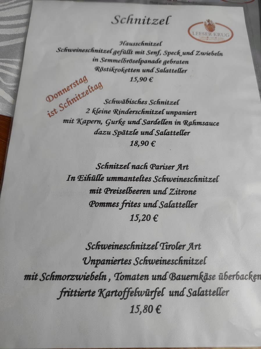 Menu Gaststätte Leeser Krug-9
