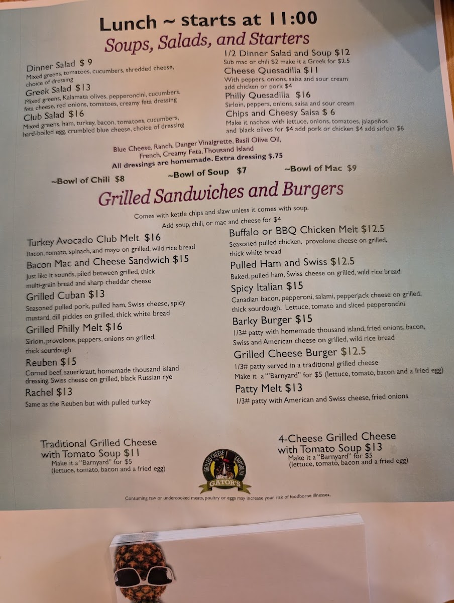 Menu Gator's Grilled Cheese Emporium-1