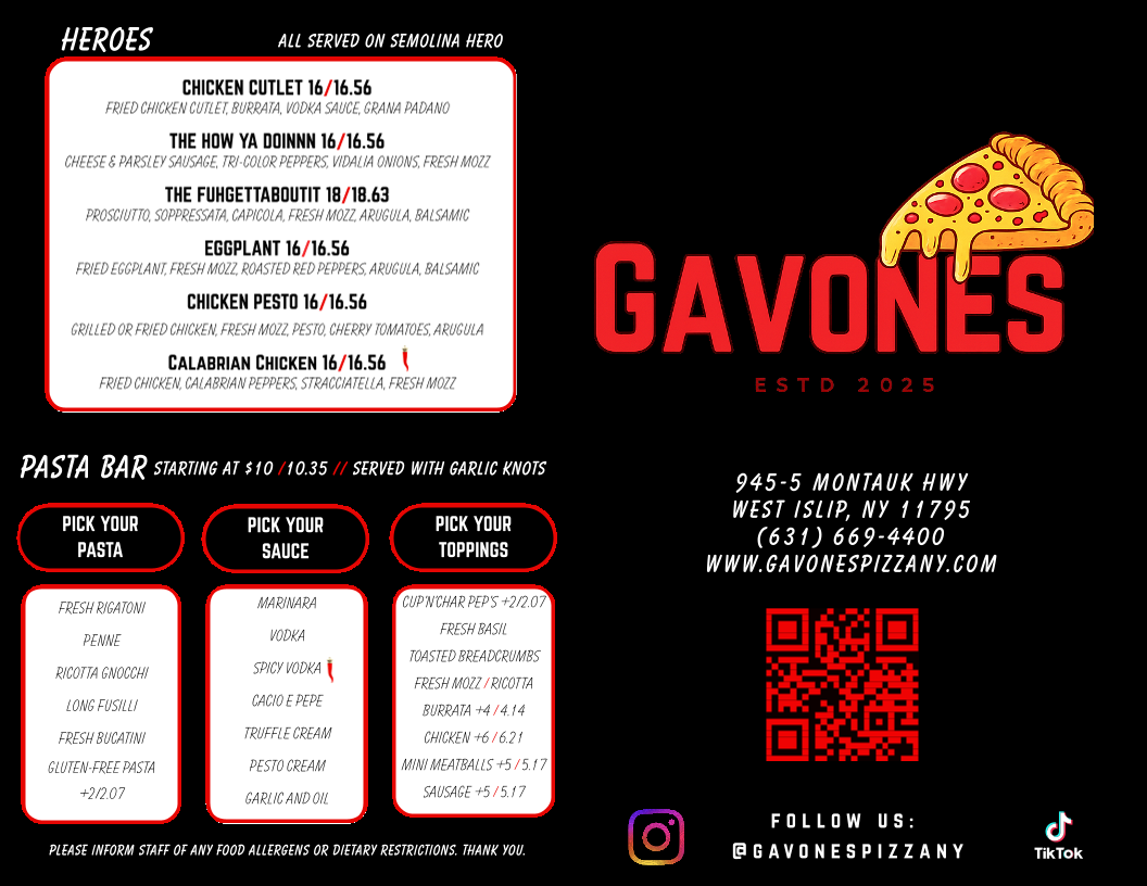 Menu Gavone's Pizza-1