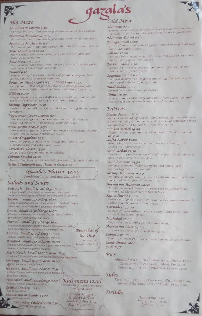Menu Gazala’S Mediterranean Restaurant-3