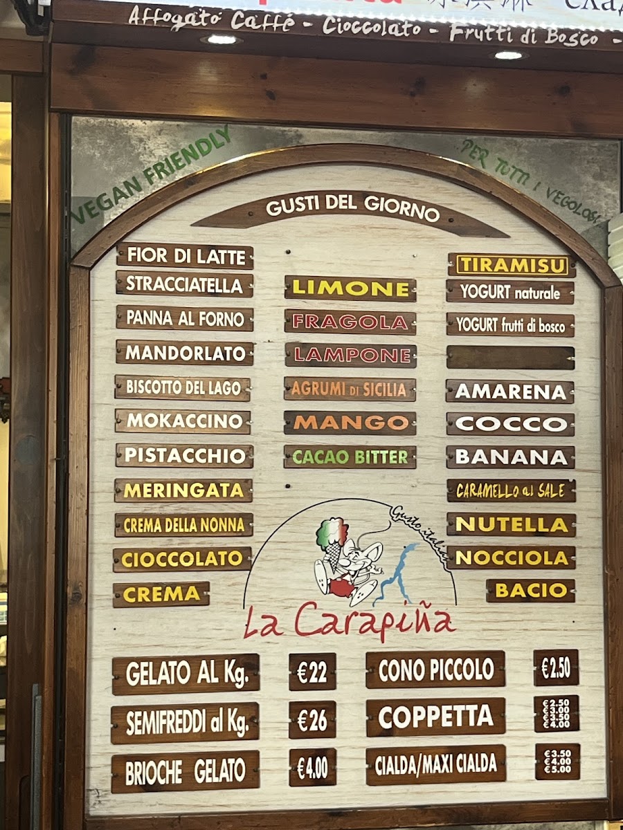 Menu Gelateria La Carapiña-2