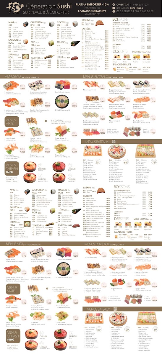 Menu Génération Sushi-1