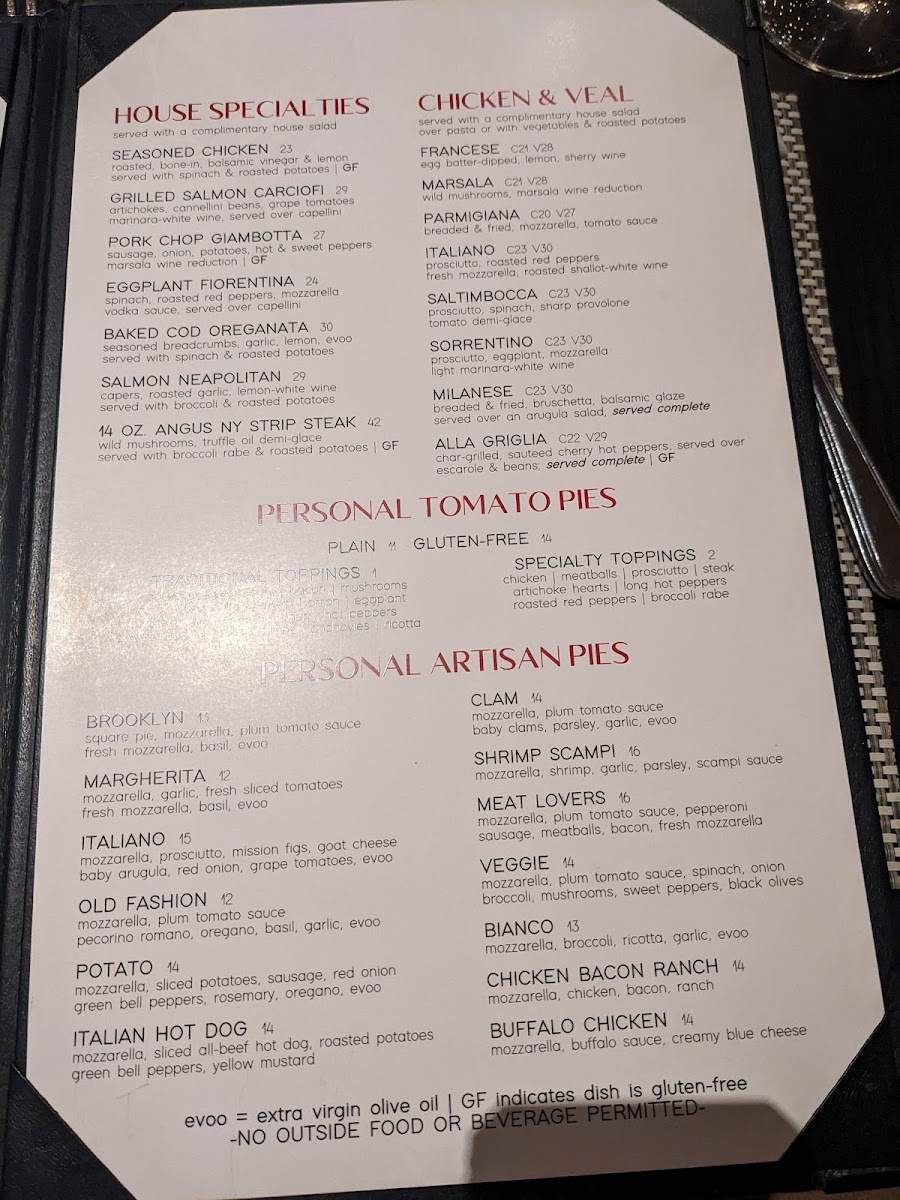 Menu Gennaro's Italian Restaurant & Tomato Pies-1