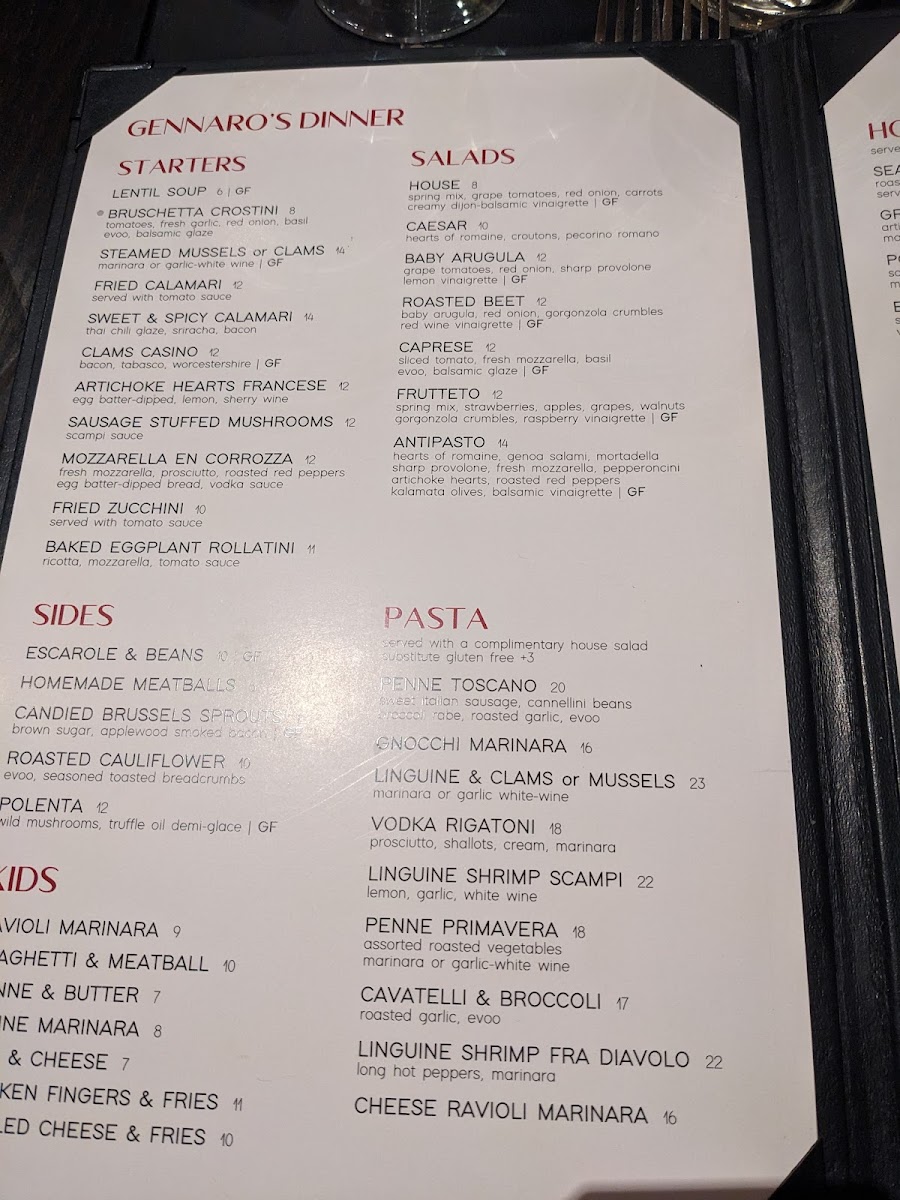 Menu Gennaro's Italian Restaurant & Tomato Pies-2