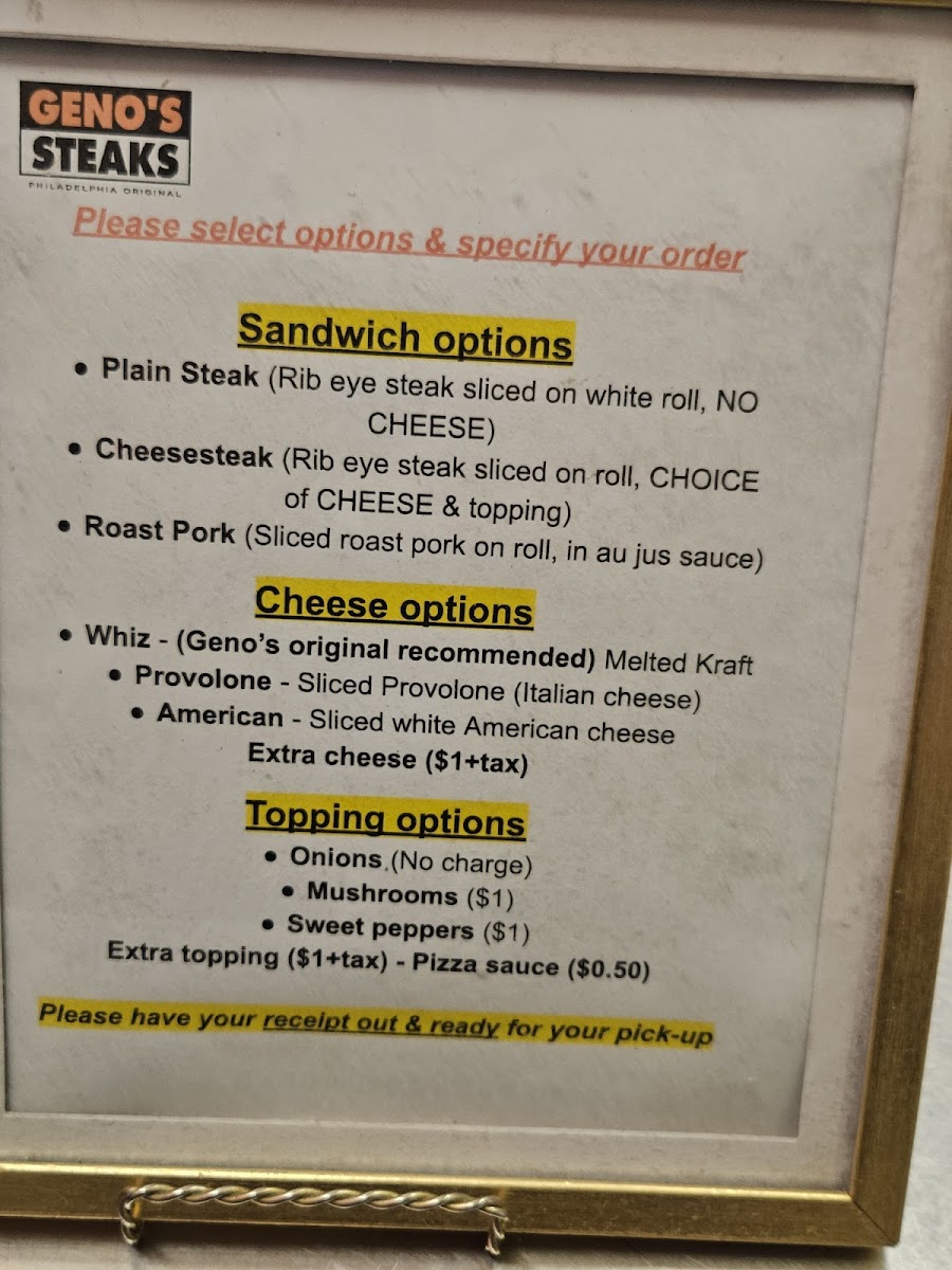 Menu Geno's Steaks-3