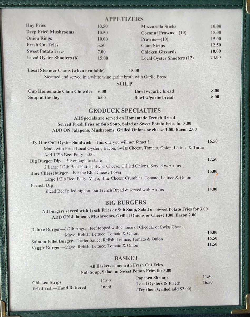 Menu Geoduck Restaurant & Lounge-4